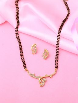 Estele - Gold Plated Flower Designer Mangalsutra Necklace Set with Crystals for Women